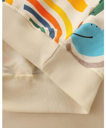 Kids Dinosaur Sweatshirt | Cotton Long Sleeve Jumper for Boys & Girls 1-8 Years | Toddler Pullover T-Shirt | Baby Clothes 5-6 Years | Rainbow Design - Buy Online on GoSupps.com