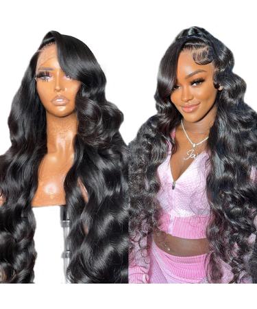 Doiwile 26 inch 13X4 Lace Front Wigs Human Hair Pre Plucked  HD Transparent Body Wave Lace Front Wigs Human Hair Wigs for Black Women Glueless Human Hair Lace Front Wigs with Baby Hair