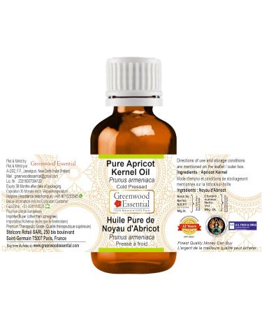 Pure Apricot Kernel Oil 100ml - Cold Pressed Prunus Armeniaca with Euro Dropper - Best for Skin & Hair - Buy Online on GoSupps.com