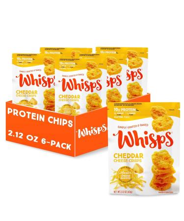 Whisps Cheese Crisps - Cheddar Cheese Snacks, Keto Snacks, 22g of Protein Per Bag, Low Carb, Gluten & Sugar Free, Great Tasting Healthy Snack, All Natural Cheese Crisps, Cheese Snack Packs - Cheddar Cheese, 2.12 Oz (Pack of 6) - Buy Online on GoSupps.com