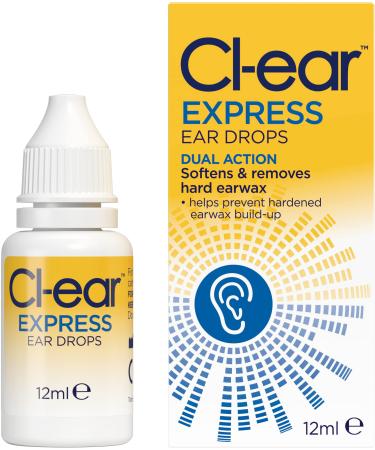 Cl-Ear Express Ear Drops. Dual Action - Ear Wax Removal. Easy Squeeze Dropper. Breaks up Hardened and Stubborn Ear Wax. Reduces The Need for syringing. 12 ml Bottle