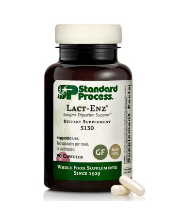 Standard Process Inc. Lact-ENZ - Whole Food Immune Support Digestion and Digestive Health with Bifidobacterium Longum Cellulase Protease Amylase Lipase Maltodextrin and More - 90 Capsules 90 Count (Pack of 1)