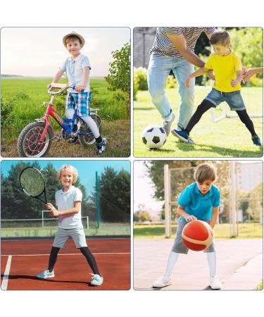 Tiesome 2 Pair Children's Long Compression Leg Sleeves - UV Protection Slipproof Support for Football & Basketball - Comfortable Athletic Gear in Black - Buy Online on GoSupps.com