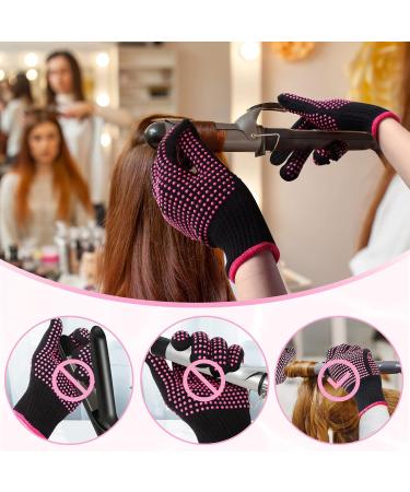 Heat Styling Gloves Set - Silicone Bumps Curling Iron Gloves Heat Resistant Mat Hair Clips & Comb for Safe Styling - Buy Online on GoSupps.com
