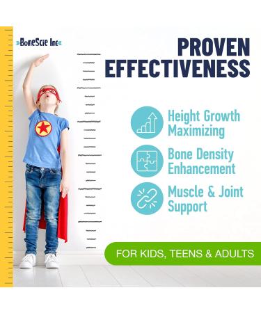 BONESCIE INC - Height Growth Maximizer - Made in USA - Natural Height Increase Booster & Bone Growth Pills - Grow Taller Supplement for Adults Teens & Kids - Vitamins for Boys & Girls to Get Taller - 120 capsules - Buy Online on GoSupps.com