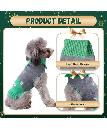 Christmas Dog Sweater - Warm Turtleneck Knitwear for Puppies | Festive Gray-Green Moose Design - Perfect Gift for Pets - Buy Online on GoSupps.com