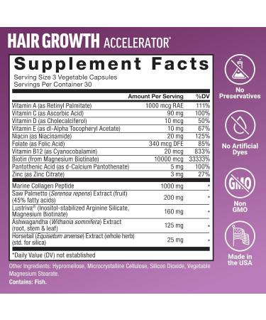 Force Factor Hair Growth Accelerator Multivitamin for Women & Men with Lustriva Biotin Horsetail & Vitamins A B12 C D & E for Thicker Hair Healthier Skin & Nails + Pumpkin Seed Oil Softgels - Buy Online on GoSupps.com