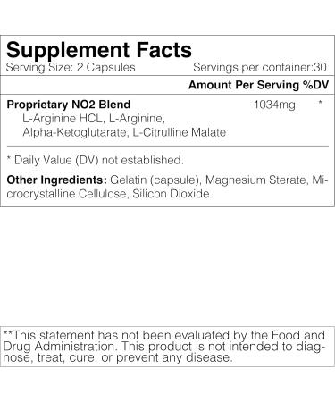 Bulk Essentials Nitric Oxide Capsules - 60 Caps | Boost Energy & Performance | 30 Servings - International Shipping Available - Buy Online on GoSupps.com