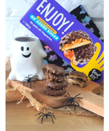 Feel FIT Enjoy! Peanut & Caramel Milk Chocolate Caramel Peanut Cream Biscuits No Added Sugar and Palm Oil 100g - Buy Online on GoSupps.com