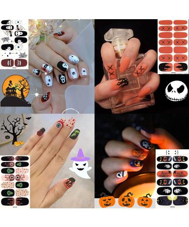 SOGAYU Halloween Nail Wraps Art Stickers - Pumpkin Bat Ghost Spider Vampire Pattern - 12 Sheets with 2 Nail Files (168 Pieces) - DIY Self-Adhesive Nail Decals for Party Decor - Buy Online on GoSupps.com