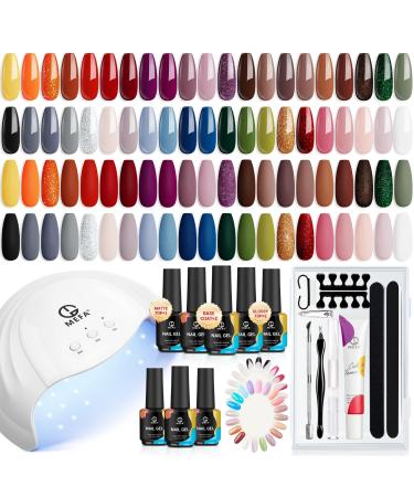 MEFA Gel Nail Polish Kit with U V Light 42 Colors Fall Gel Polish with Base and Matte/Glossy Top Coat Nail Art Decorations Manicure Essential Tools Cuticle Remover Starters Kit Home Salon Gifts