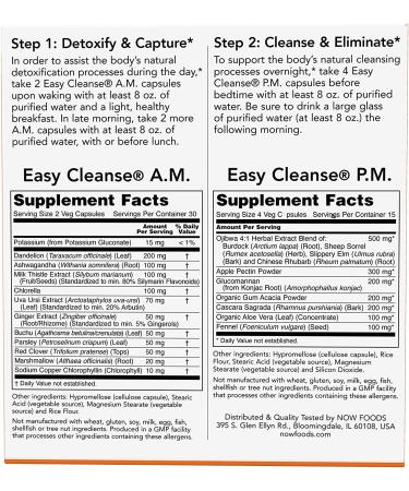 Now Foods Easy Cleanse - 2 Bottles of 60 Veg Capsules | Detox & Digestive Support - Buy Online on GoSupps.com