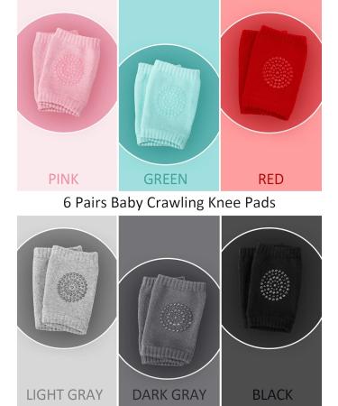SATINIOR 6 Pairs Crawling Knee Pads - Anti-Slip Baby Knee Protectors - Toddlers Leg Warmers (L Black Gray Green) - Buy Online on GoSupps.com
