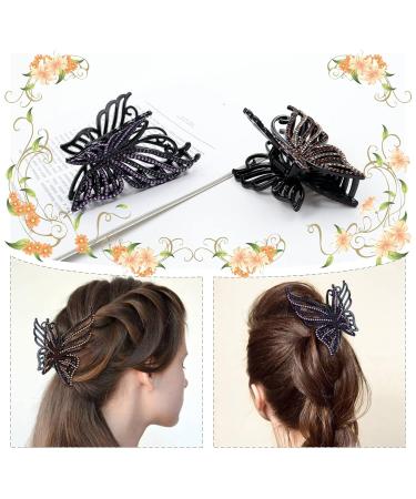 inSowni Korean Glitter Rhinestone Hair Clips Set - Moon Leaf Butterfly Barrettes for Thick Long Hair - 4 Pack - Buy Online on GoSupps.com