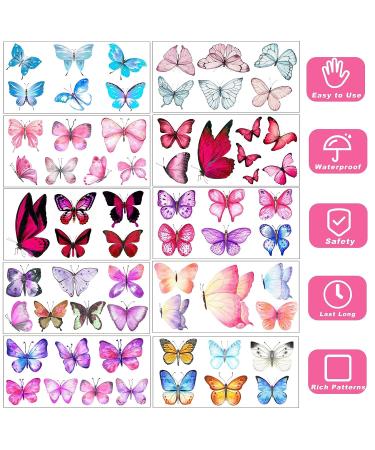 10 Sheets Coszeos Butterfly Temporary Tattoos for Women Girls Kids - Colorful Butterflies Wings Tattoo Stickers - Waterproof Body Art for Birthday Party Favors - Buy Online on GoSupps.com