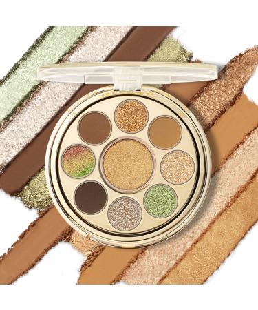 FOCALLURE 9-Shade Rotary Eyeshadow Palette Smooth Mineral Eyeshadow Pigment Glamorous Eye Colors in Mix of Shimmer  Matte and Metallic Finish Long Lasting Professional Eyeshadow Makeup LET'S GROOVE