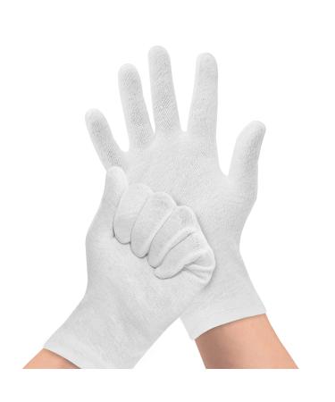 12 pcs White Cotton Gloves Soft Moisturizing Gloves for Eczema and Dry Hands Art Photography Archival Coin Handling and jewellery inspection