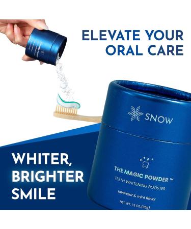 Snow Teeth Whitening Magic Powder - Whitening Kit Supplement with Calcium Carbonate - Lavender & Mint Flavor - 18 gr - Buy Online on GoSupps.com