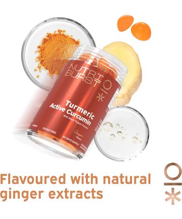 Nutriburst Turmeric Curcumin Gummies with Black Pepper Extract - 60 Count Vegan Sugar Free Formula for Joint & Muscle Health - Antioxidant & Anti-inflammatory Support - Buy Online on GoSupps.com