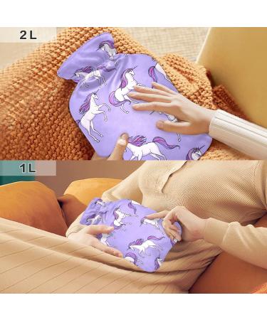 Purple Unicorn Children's Hot Water Bottle with Soft Cover - Warm Winter Relief for Bed Hands Neck & Shoulders - 1L | International Shipping - Buy Online on GoSupps.com