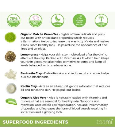 Teami Green Tea Detox Mask - Deep Cleansing Pore Minimizer & Blackhead Remover with Bentonite Clay - Buy Online on GoSupps.com