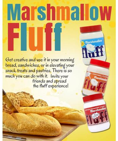 Marshmallow Fluff Original Caramel and Strawberry Mix (213g x3) with Recipe - Gluten-Free Spread Delights for Vegetarians - Buy Online on GoSupps.com