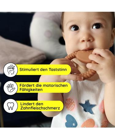 Gigi Kids Bei ring Panda - BPA-Free Silicone Baby Teething Ring | Sensory & Motor Toy for 3+ Months - Beige - Buy Online on GoSupps.com