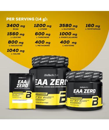 BioTechUSA EAA Zero - Essential Amino Acid Power | 7160mg EAA/serv. | Sugar-Free Gluten-Free | Watermelon Flavor - Buy Online on GoSupps.com