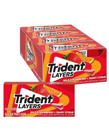 Trident Layers Strawberry & Citrus Sugar Free Gum, 12 Packs of 14 Pieces Strawberry + Citrus 14 Count (Pack of 12)