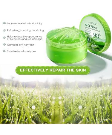 Organic Aloe Vera Gel for Face & Body | 98% Pure Freshly Harvested Soothing Moisturizer for Skin Scalp & Hair (10oz - Buy Online on GoSupps.com