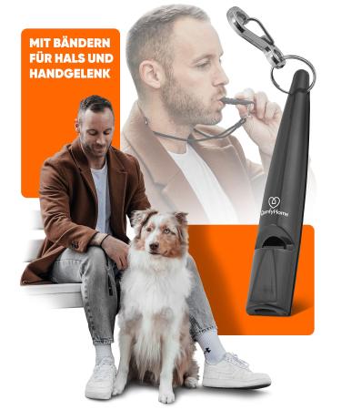 Qomfy Home dog pipe with bracelet and collar (dark anthracite) - ideal for the recall - dog training accessories - educational aids for dogs - Dog whistle