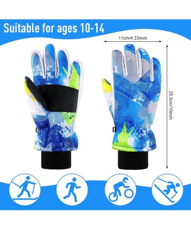 Kids Winter Snow Waterproof Ski Gloves - 2 Pairs Unisex Thermal Watercolor Gloves for Boys and Girls - Anti-Slip & Warm Cold Weather Gear - Buy Online on GoSupps.com