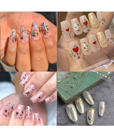 9 Sheets Moon Star Nail Art Sticker 3D Self-Adhesive Sun Nail Stickers Nail Tip Decorations Decals for Nail Art Nail Supplies for Women Girls DIY Nail Tips Design - Buy Online on GoSupps.com