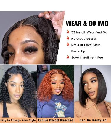 Domiso Deep Wave Bob Wig 12 Inch - Glueless Human Hair Lace Wig for Black Women - Buy Online on GoSupps.com