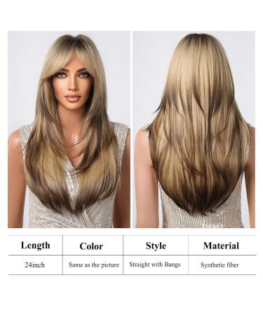 Shop Testar Blonde Brown Ombre Wigs for Black Women | Long Layered Heat-Resistant Synthetic Wig for Daily & Party Use - Buy Online on GoSupps.com