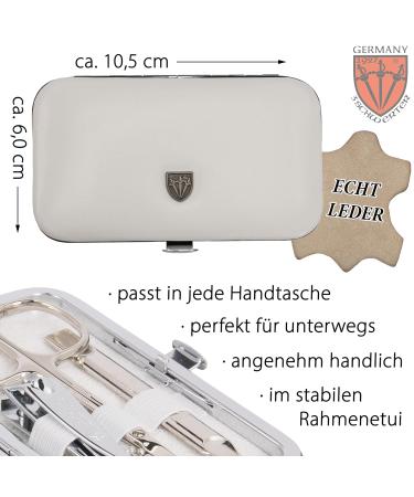 Three Swords Lucca 6-Piece Nail Care Set | Premium Manicure & Pedicure Kit in White Leather Gift Box - Buy Online on GoSupps.com