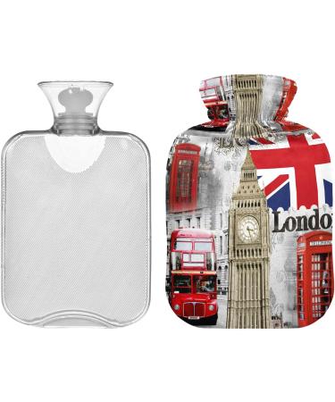 NAANLE Retro London Big Ben Heat Bottle - 1L Transparent Hot Water Bottle for Bed & Pain Relief - Hand & Feet Warmer - Heat & Cold Therapy - Buy Online on GoSupps.com