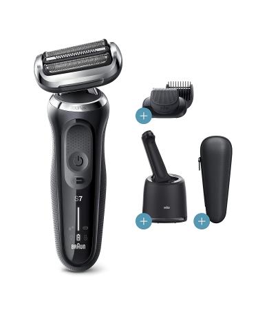 Braun Series 7 7075cc Electric Razor for Men - Waterproof Foil Shaver, Wet & Dry Shave with Beard Trimmer, Rechargeable - Includes Clean & Charge SmartCare Center and Leather Travel Case - Black - Buy Online on GoSupps.com