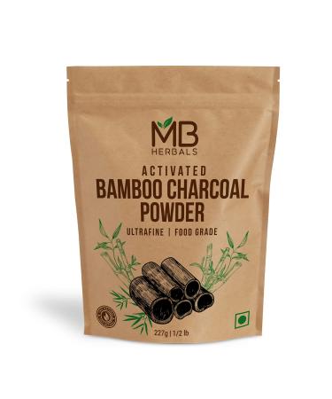 MB Herbals Activated Charcoal Powder 8 oz (227 Gram / 0.5 LB) | Food Grade Bamboo Charcoal Powder | Deep Cleanses & Detoxifies Skin & Hair | Ingredient for ToothPowder - Packing may Vary