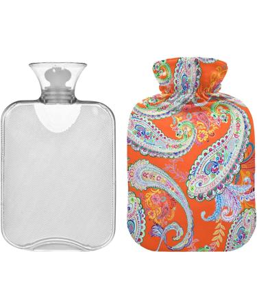 NAANLE 2L Hot Water Bottle - Orange Flower Paisley | Pain Relief for Menstrual Cramps | Heat & Cold Therapy - Buy Online on GoSupps.com