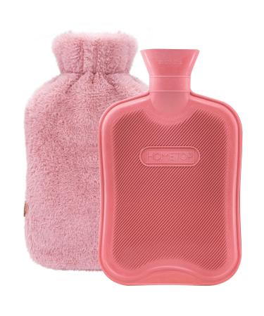 HomeTop Premium Classic Rubber Hot Water Bottle w/Luxurious Faux Fur Plush Fleece Cover (2L, Pink) Pink 2 Piece Set