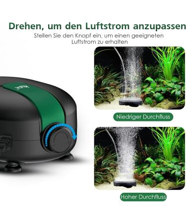 Buy AQQA Ultra Quiet Aquarium Air Pump - 5W Adjustable Oxygen Pump for Aquariums Up to 600L - Double Air Outlet - Buy Online on GoSupps.com