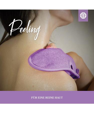 Lowell Exfoliating Gloves - 2-Piece Hammam Body & Face Peeling Set | Bonus Guide & Suction Cups - Purple - Buy Online on GoSupps.com