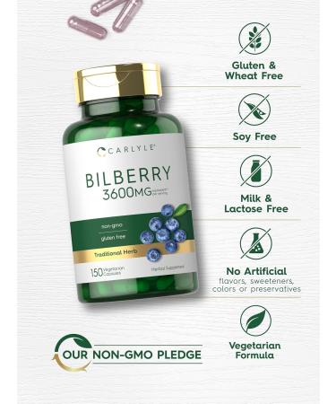 Carlyle Bilberry Extract 3600 mg Non GMO Gluten Free Fruit Supplement 150 Vegetarian Capsules - Buy Online on GoSupps.com