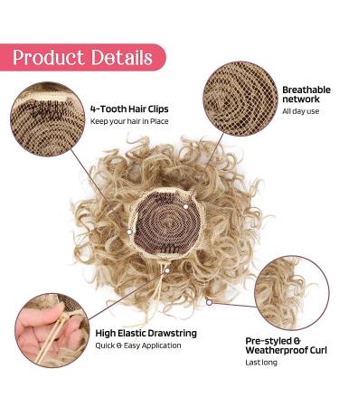 Rpeixya Stylish Golden Hair Part Bun with Elastic Cord | Curly Ponytail Chignon for Women - Perfect for Fashionable Dutt Styles - Buy Online on GoSupps.com
