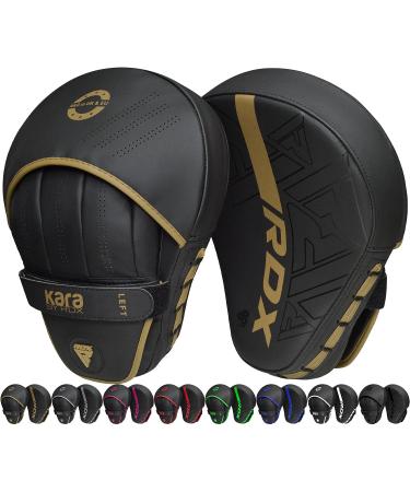 RDX Boxing Pads Curved Focus Mitts, Maya Hide Leather Kara Hook and jab Training Pads, Adjustable Strap Ventilated, MMA Muay Thai Kickboxing Coaching Martial Arts Punching Hand Target Strike Shield
