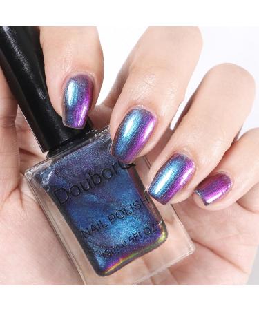 NLFOX Holographic Nail Polish - 15ml Chameleon Blue Nail Polish - Purple Glossy Shiny Nail Varnish - Shimmer Chrome Nail Art Varnish - No Need Cure Nail Polish for Women DIY at Home - Buy Online on GoSupps.com