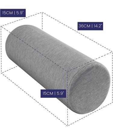 Memory Foam Neck Bolster Pillow Roll with Washable Bamboo Cover - Grey - Buy Online on GoSupps.com