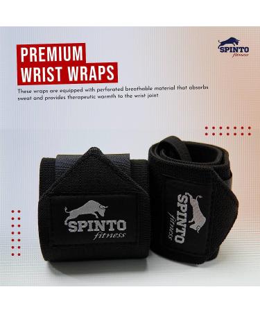 Spinto Fitness 18 Heavy Duty Weight Lifting Wrist Wraps for Men and Women - Professional Grade Black Wraps - Buy Online on GoSupps.com
