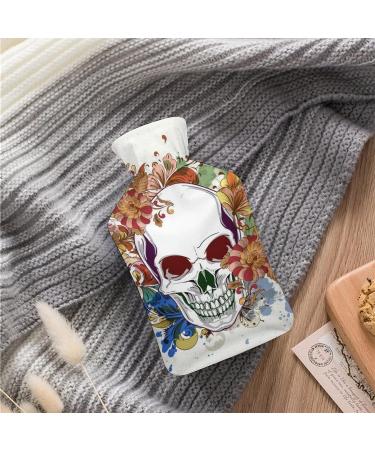 Skull Flowers Hot Water Bottle Cover | Plush Hand Warmer for Adults & Kids - 26.5x15.3cm | International Shipping Available - Buy Online on GoSupps.com